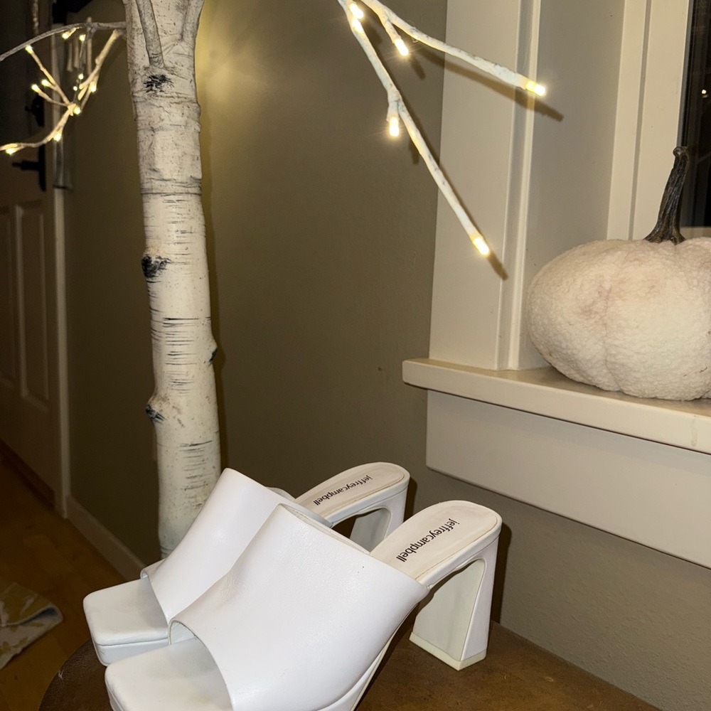 Jeffrey Campbell White Block Heel Mules